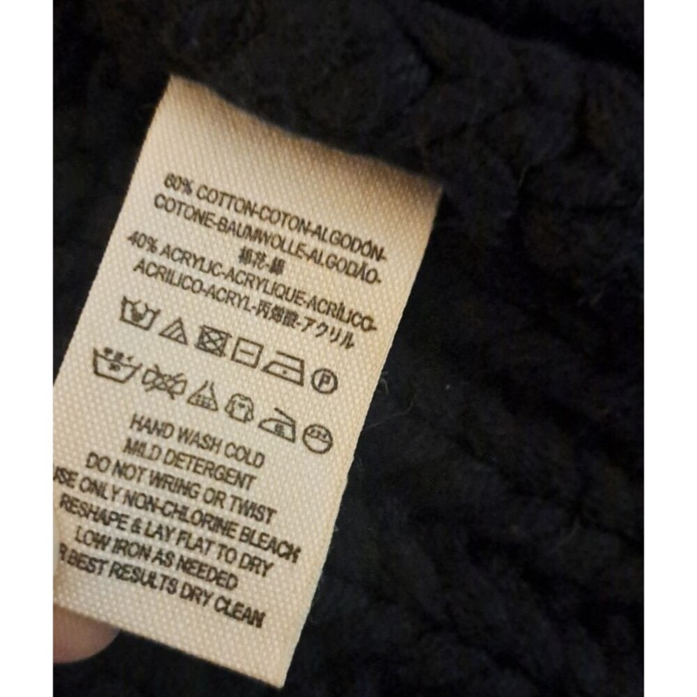 Free People Knit Cardigan Black Open Front Chunky Whimsigoth Boho Medium - Picture 3 of 4